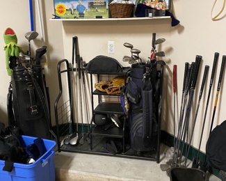 Golf clubs, golf rack and much more