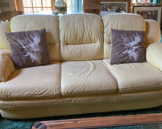 Beige leather couch