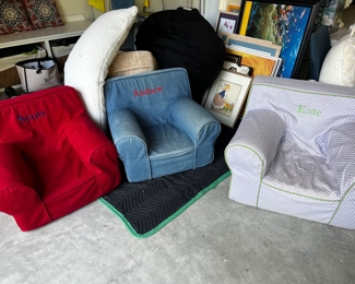 Bean bags, kids lounge chairs, body pillows