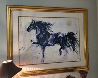 Lepa Zena by Marta Gottfried Black Stallion Gold Framed Horse Print, 53” w x 43” h