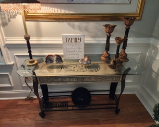 Glass Top Console Entryway Table, 52” w x 26 1/2” h x 18”d