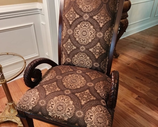 Traditional Upholstered Scroll Arm Chair 