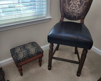 Accent Chair and Leopard Print Foot Stool
