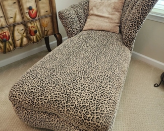 Post Modern Kagan Style Fan Shaped Barrel Back Leopard Print Chaise Lounge