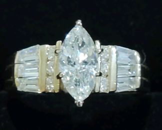 1+ Carat Marquise Diamond Ring set in 14k Yellow Gold (Clarity I1 & Color I)