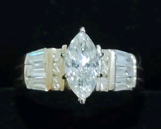 1+ Carat Marquise Diamond Ring set in 14k Yellow Gold (Clarity I1 & Color I)