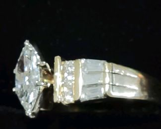 1+ Carat Marquise Diamond Ring set in 14k Yellow Gold (Clarity I1 & Color I)