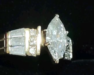 1+ Carat Marquise Diamond Ring set in 14k Yellow Gold (Clarity I1 & Color I)