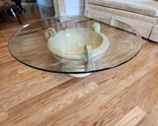 Glass Top Coffee Table, 42”w x 17”h