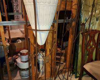 Iron Planter w/ Pot, 16”w x 62”h x 17”d, Larger Iron Planter, 16”w x 72”h x 16”d