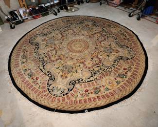 Round Beige Fine Hand Knotted Turkish Rug, 98” d