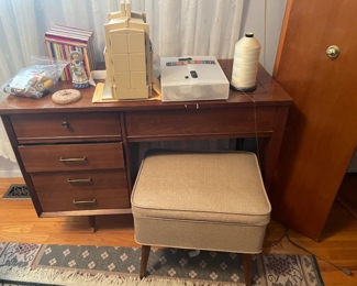 . . . vintage sewing machine with sewing bench