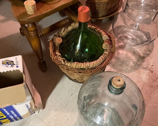 . . . vintage water jugs, wine cask