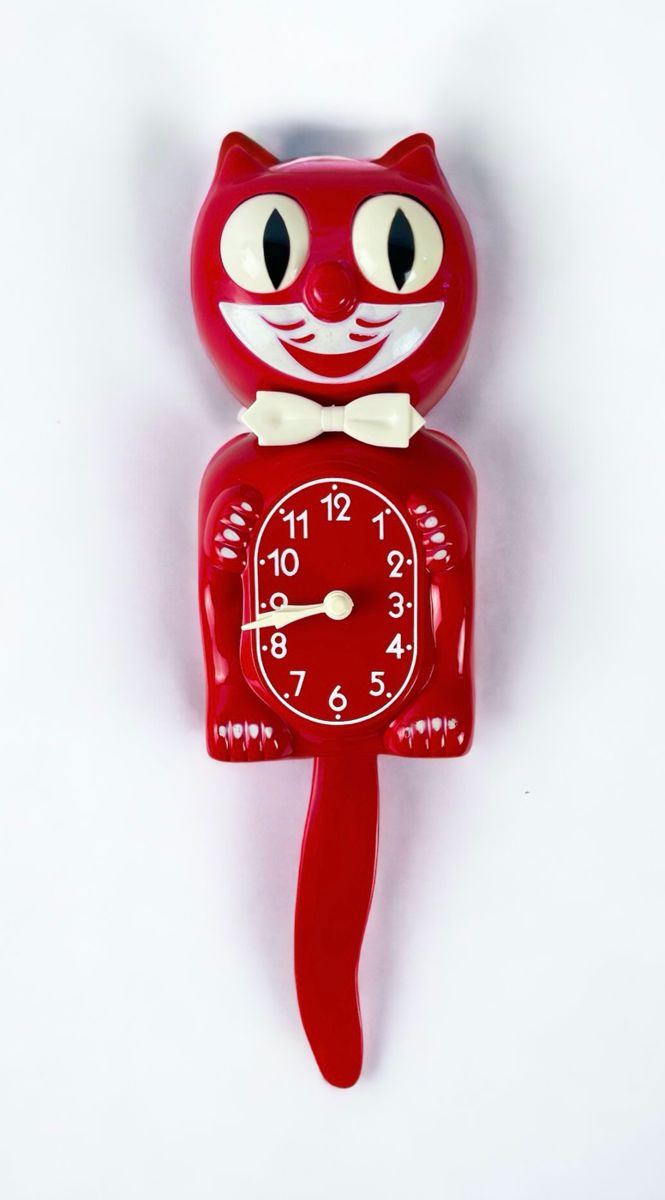 Vintage Red Kit Kat Klock Animated Cat Wall Clock In Original Box