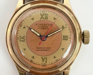 Fine 14K Yellow Gold Kingston Incabloc 17 Jewel Mechanical Wristwatch
