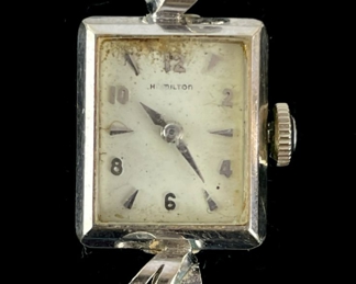 Fine 14K White Gold Hamilton 757 22 Jewel Mechanical Ladies Wristwatch
