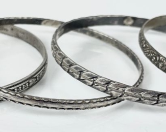 43 Grams Fine Sterling Silver Stackable Bangle Bracelets: Danecraft, Beau
