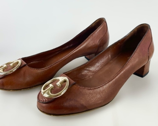 Vintage Gucci Italy Brown Leather Pumps Size 38 - Used Condition
