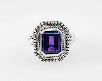 Sterling Silver & 14K Gold Amethyst Ring Size 7
