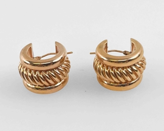 Milor Italy 14K Rose Gold Hoop Pierced Hoop Earrings
