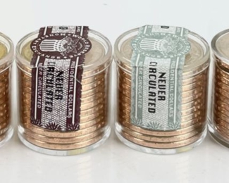 2007-D & 2008-D U.S. Never Circulated Presidential Dollar Coins: James Monroe, John Adams, George Washington, James Madison, Thomas Jefferson, John Quincy Adams 6 Rolls In Total
