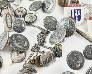 Vintage Militaria Buttons, Pins, & 33 Grams Of Sterling
