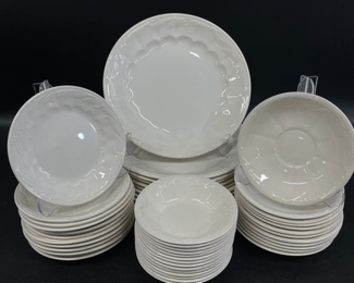 ROYAL STAFFORDSHIRE IRONSTONE POTTERY WILKINS LTD DINNER PLATES SOUP BOWLS AND SUACER
