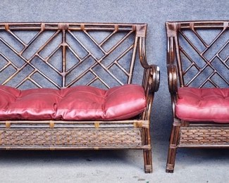 Fantastic Bamboo & Rattan Sofa & Arm Chair with Scrolled Arms
