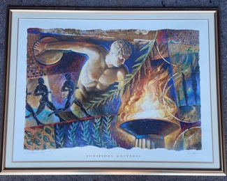 Euripides Kastaris Olympic Spirit Gilt Framed Pencil Signed Print
