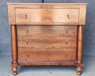 Antique 4 Drawer Bun Foot Dovetailed Chest of Drawers
