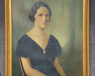 1956 Portrait on Canvas Rachel Elisabeth Baldwin by Artist Henry Wadsworth Moore
