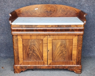 Antique Marble Top 2 Door One Drawer Wash Stand Cabinet

