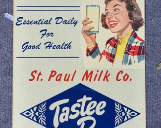 Vintage St. Paul Milk Co. Milk Advertising Sign Printed on Cardboard
