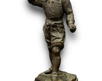 Antique 19th Century Ansonia Don Juan Cavalier Musketeer Spelter Clock Topper Statue
