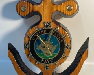 United States Navy Wooden Anchor Wall Clock
