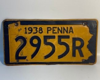 1938 Pennsylvania Automobile License Plate
