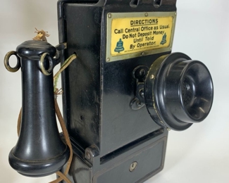 Vintage Gray Telephone Pay Wall Hanging Pay Phone
