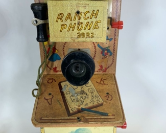 Vintage Gong Bell MFG CO Ranch Phone Toy Telephone

