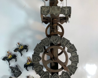 Vintage Hand Made Medieval Themed Wall Clock With Weights
