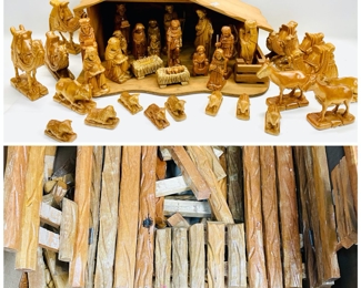 Vintage Hand Carved Wooden Nativity Set
