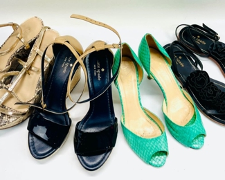 Kate Spade Summer Strapped Heel Wedges, Peep Toe Pumps And Sandals Sizes 7 1/2 And 8M All In Good/Great Overall Preowned Condition
