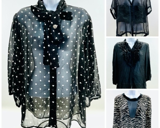Dolce & Gabbana, Bebe, Helmut Lang And Rebecca Taylor Assorted Black Summer Blouses Sizes S/P, 42, 8 In Great Overall Preowned Condition
