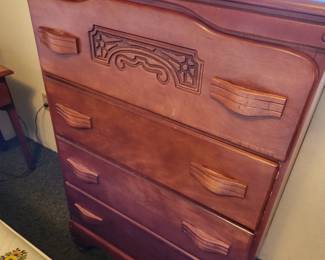 Carved Vintage Highboy Dresser