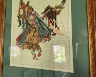 Native American Needlepoint Picture.