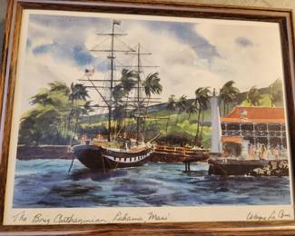 Lahaina Picture signed by Artist Wayne La Com. 'The Brig Carthaginian'. 