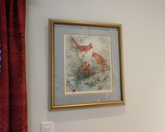 Bernard Martin Print "Cardinal Family", singed and dated