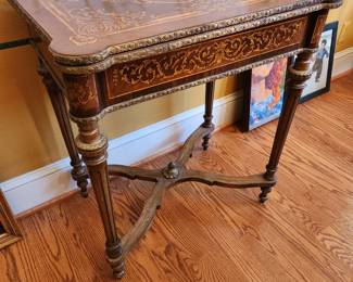 Antique Side Table w/Inlaid Design 