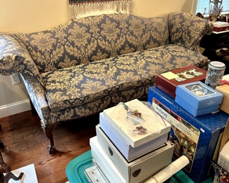 Clawfoot Couch, Wedgewood Pieces, Swarovski Crystal Pieces