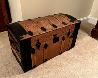 Antique Child's Toy Chest, Copper and Leather 