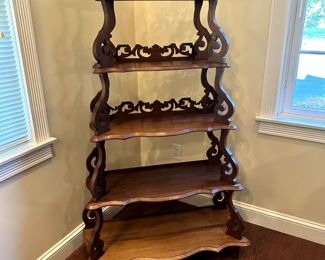 Beautiful Antique Display Shelves Carved Wood 